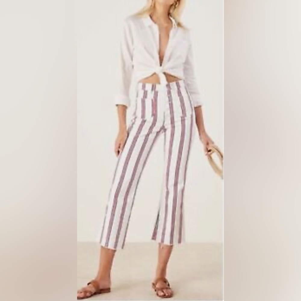 Reformation Striped Ankle Jeans - White and Purple